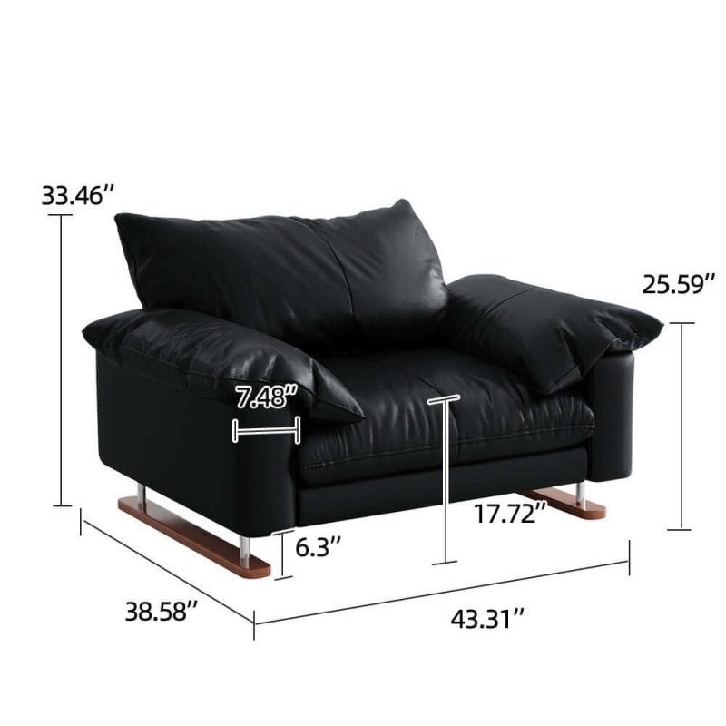 jasiway Genuine Leather Sofa Vintage Style for Living Room