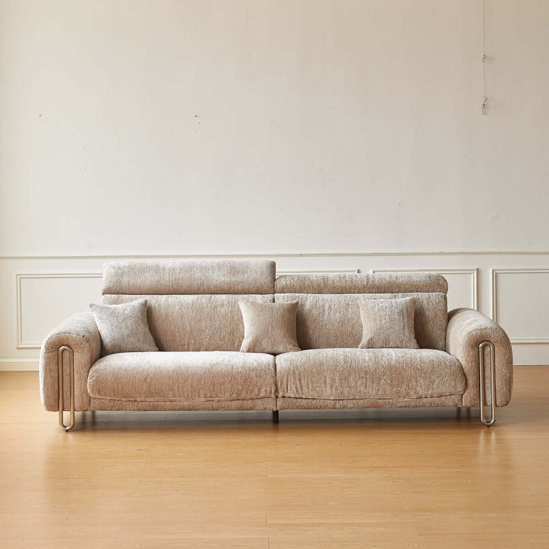 Hausfurn Contemporary Chenille Lounge Sofa with Removable Couch Cover