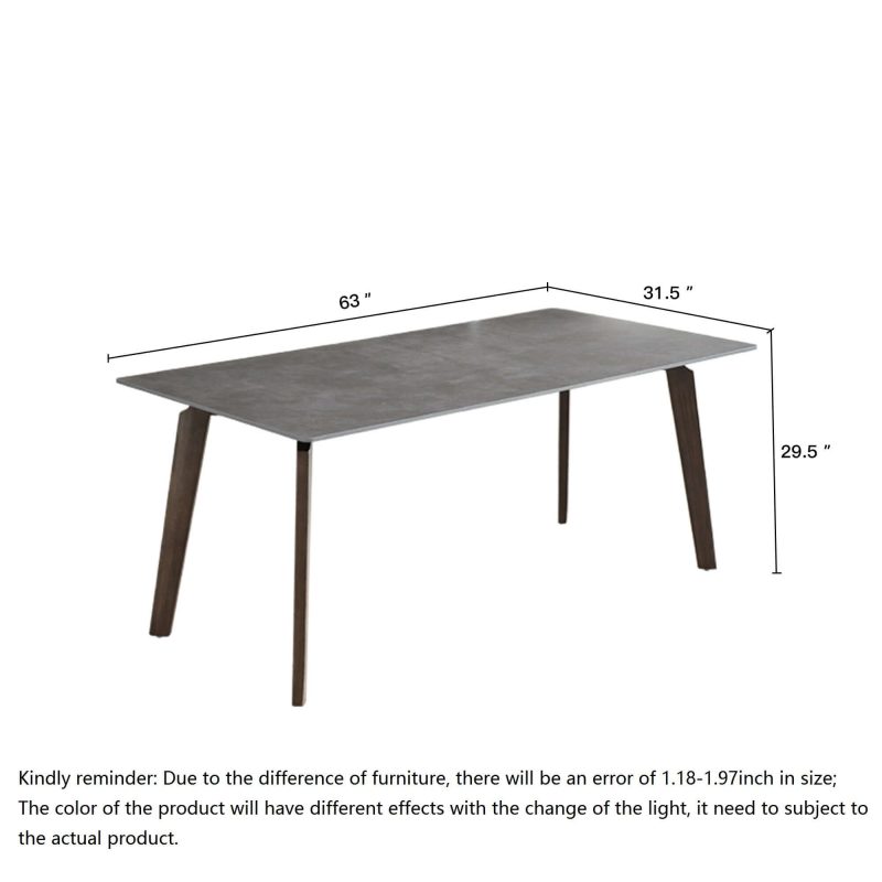 Hausfurn 63" Minimalist Luxury Rectangular Dining Table for 6 Person