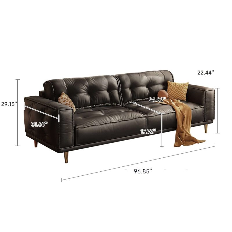 Hausfurn French Vintage Leather Sofa Luxurious Comfort