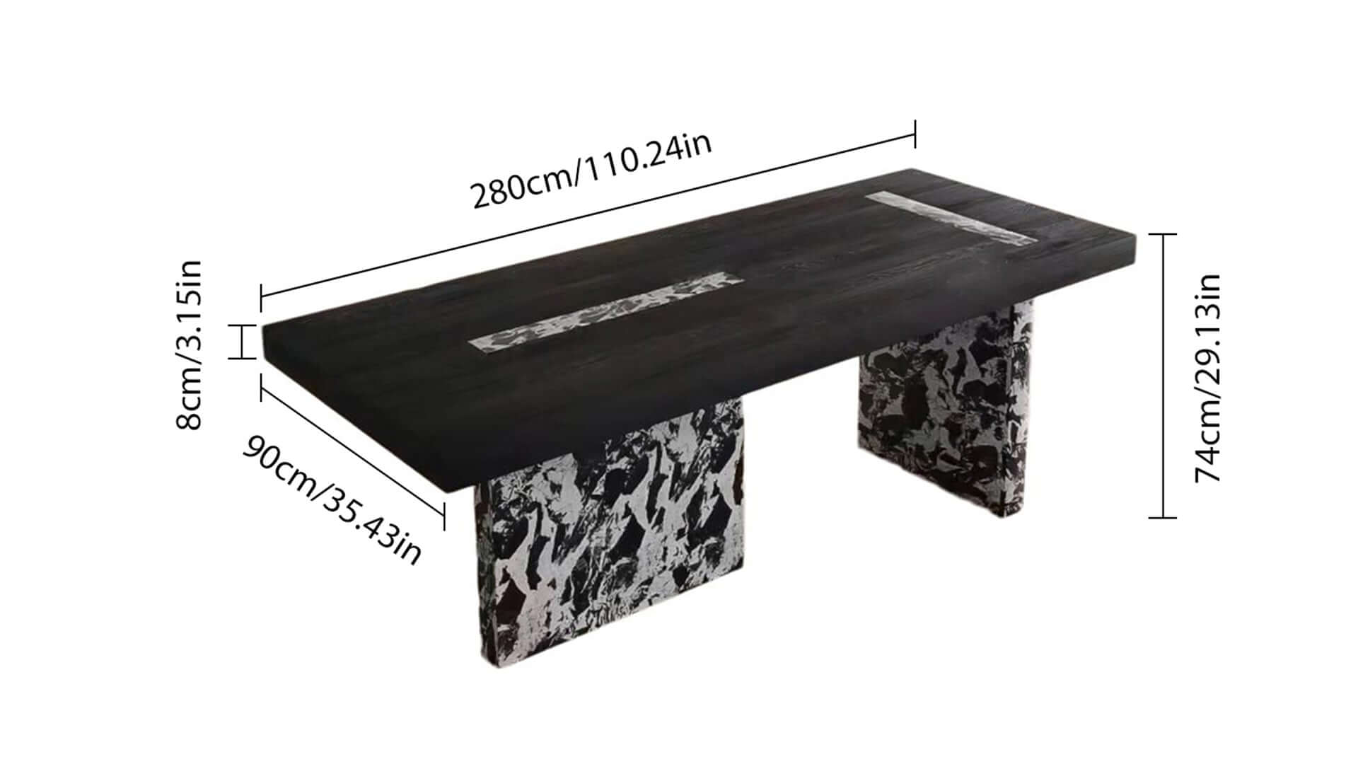 Dimension of Horizon Gourment Dining Table with Marble Legs