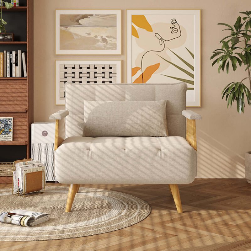Hausfurn 3-in-1 Folding Sofa Chair Bed with Armrests – 3 Sizes Available