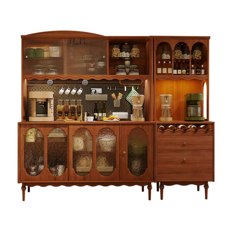 Hausfurn Vintage Solid Wood Sideboard Spacious Storage and Display Cabinet