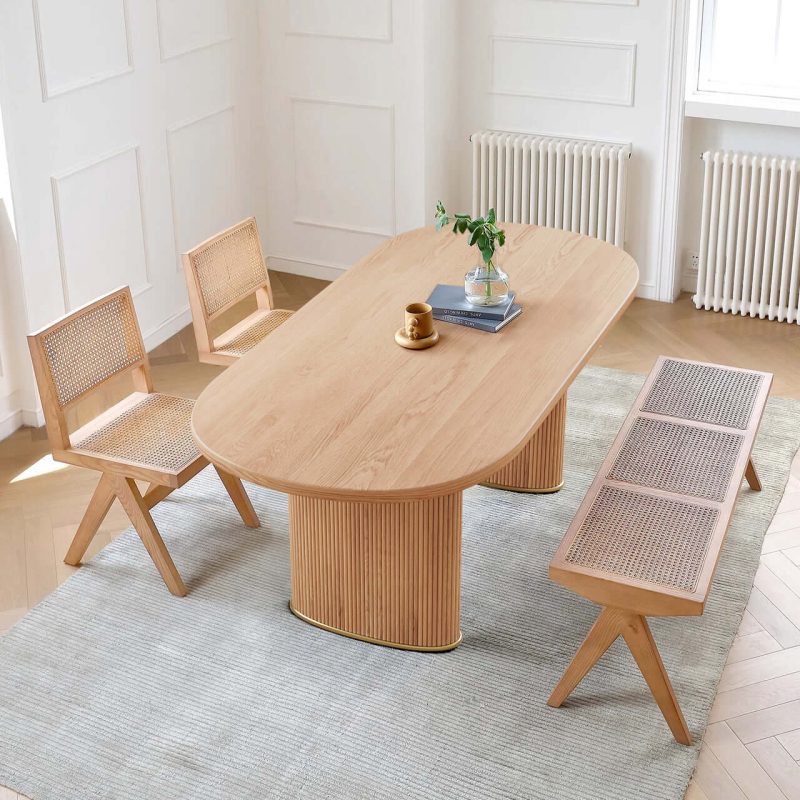 Hausfurn Solid Ash Wood Oval Dining Table – Lead Time within 60 Days
