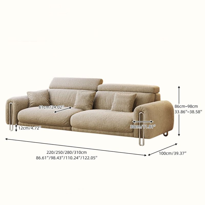 Hausfurn Contemporary Chenille Lounge Sofa with Removable Couch Cover