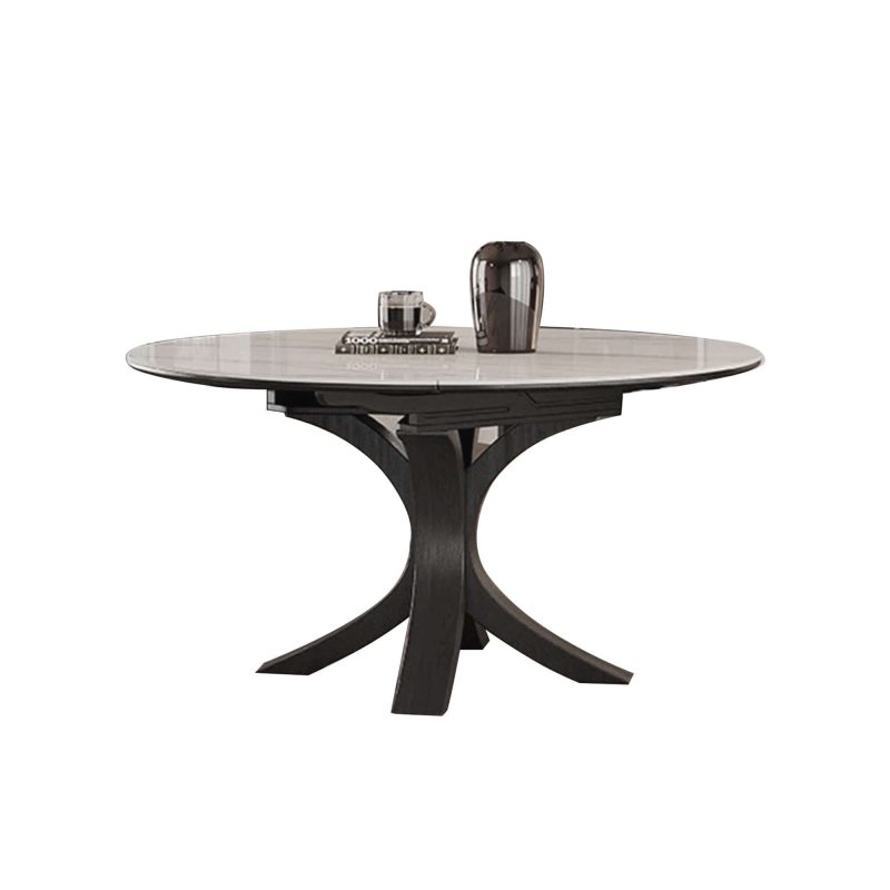 Hausfurn Luxury Sintered Stone Square to Round Convertible Telescopic Marbling Dining Table