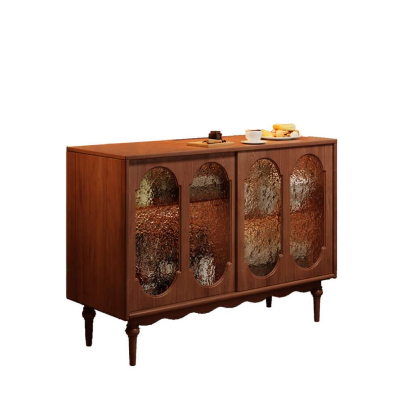 Hausfurn Vintage Solid Wood Sideboard Spacious Storage and Display Cabinet