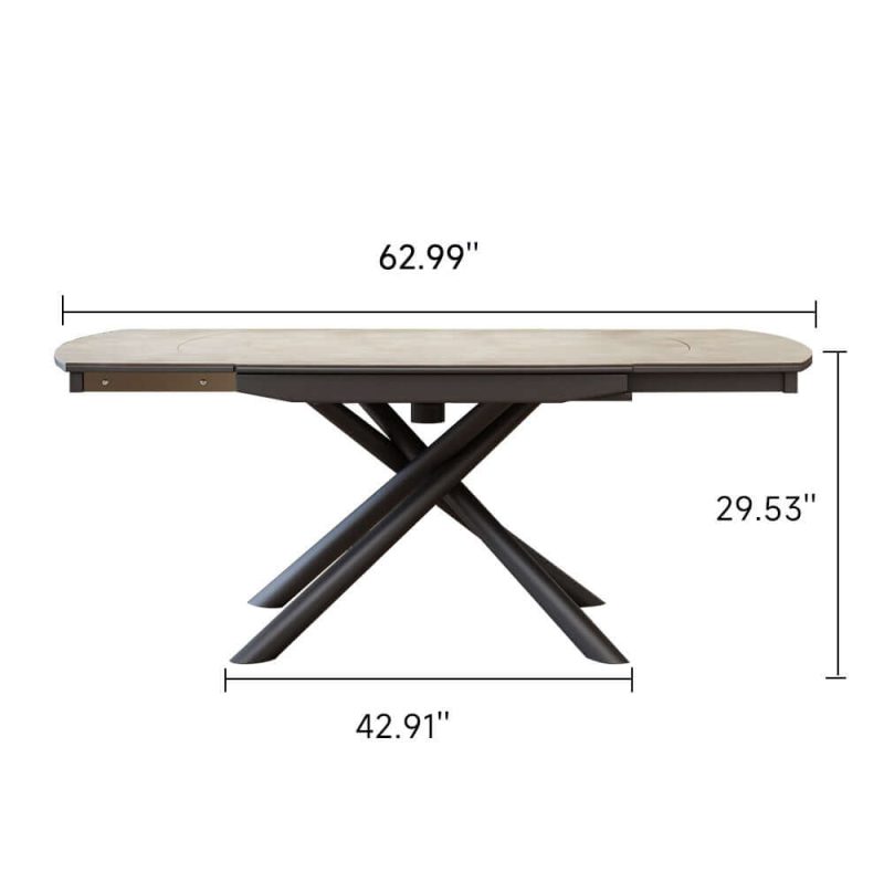 Hausfurn Modern Rectangular Rock Slab Extendable Dining Table for 6 Person