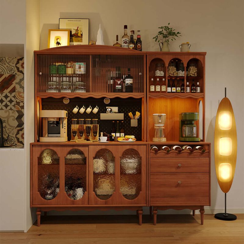 Hausfurn Vintage Solid Wood Sideboard Spacious Storage and Display Cabinet