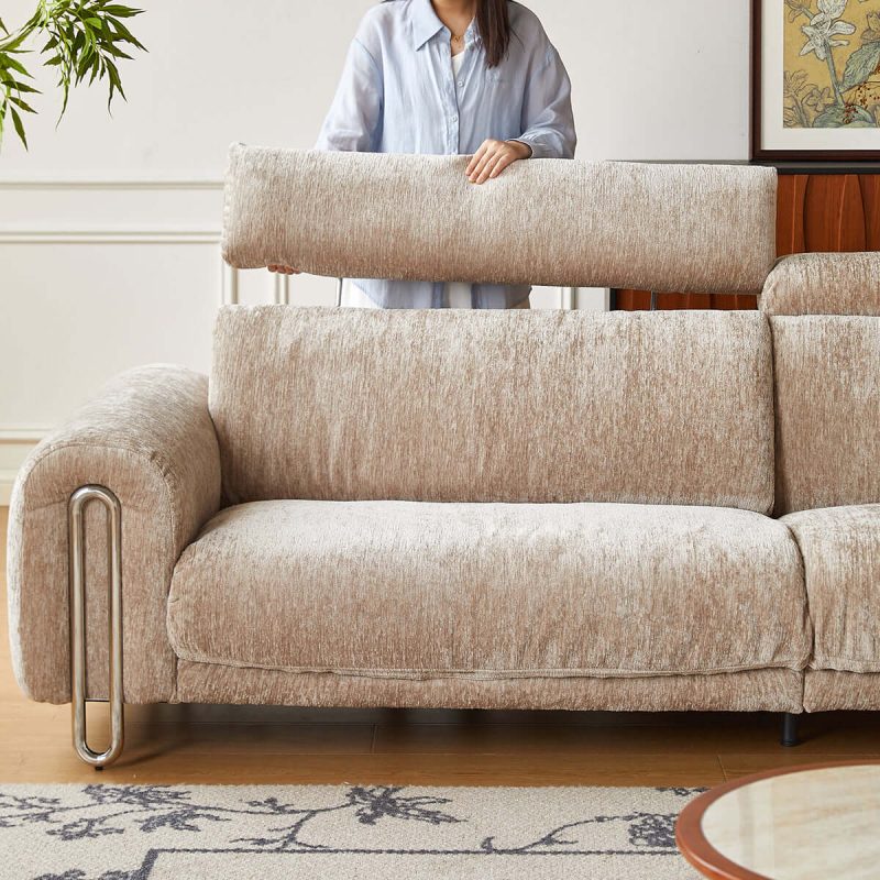 Hausfurn Contemporary Chenille Lounge Sofa with Removable Couch Cover