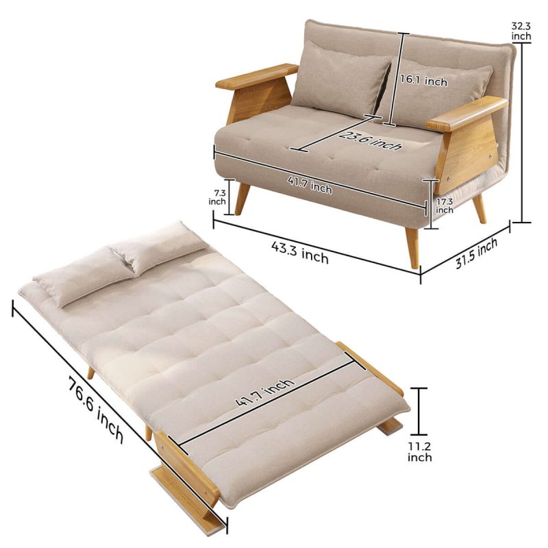 Hausfurn 3-in-1 Folding Sofa Chair Bed with Armrests – 3 Sizes Available