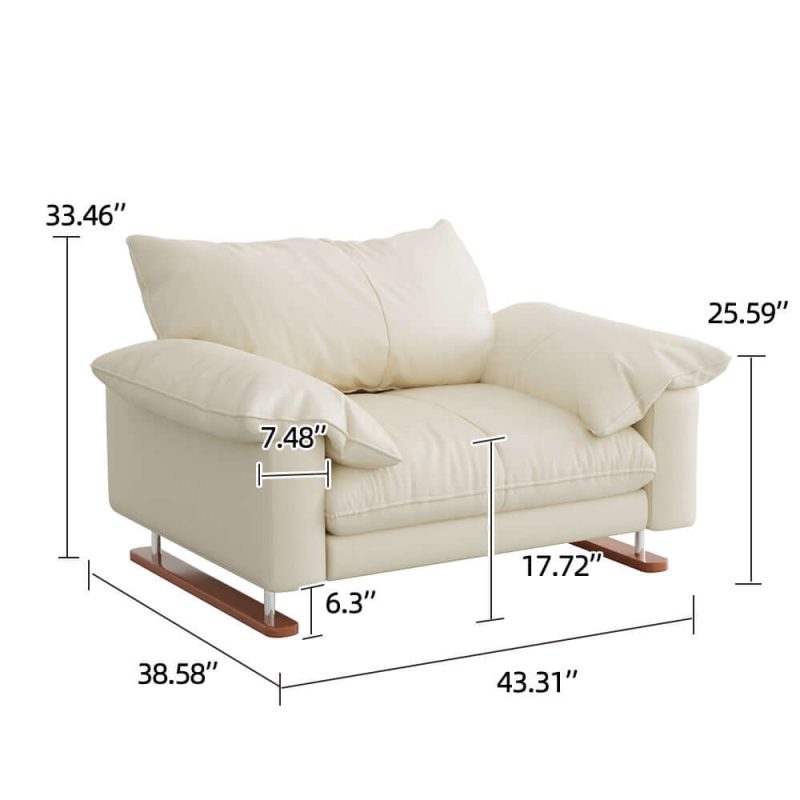 Hausfurn Genuine Leather Sofa Vintage Style for Living Room