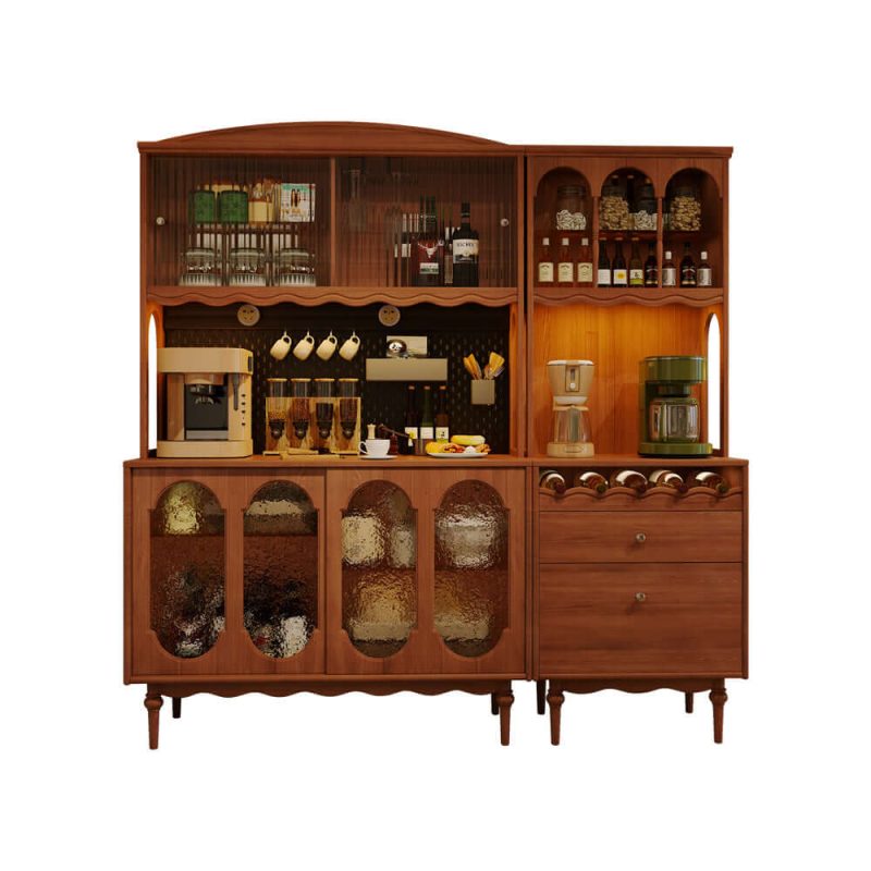 Hausfurn Vintage Solid Wood Sideboard Spacious Storage and Display Cabinet