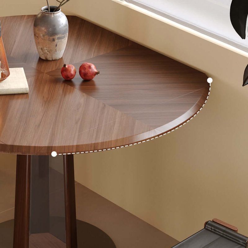 Hausfurn Nordic Style Solid Wood Fold Square Extendable Round Dining Table with LED Light
