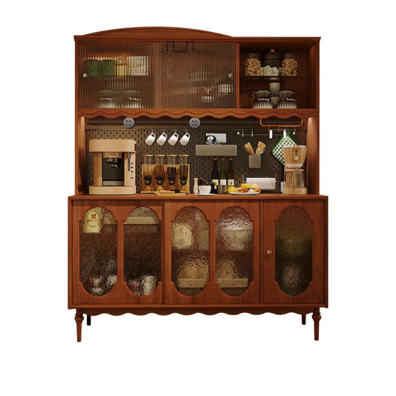 Hausfurn Vintage Solid Wood Sideboard Spacious Storage and Display Cabinet