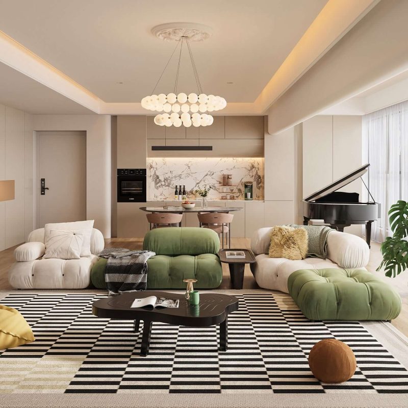 RINGCHEN Luxury Modern Modular Sectional Sofa with Custom Fabric Options–Lead Time within 30 Days