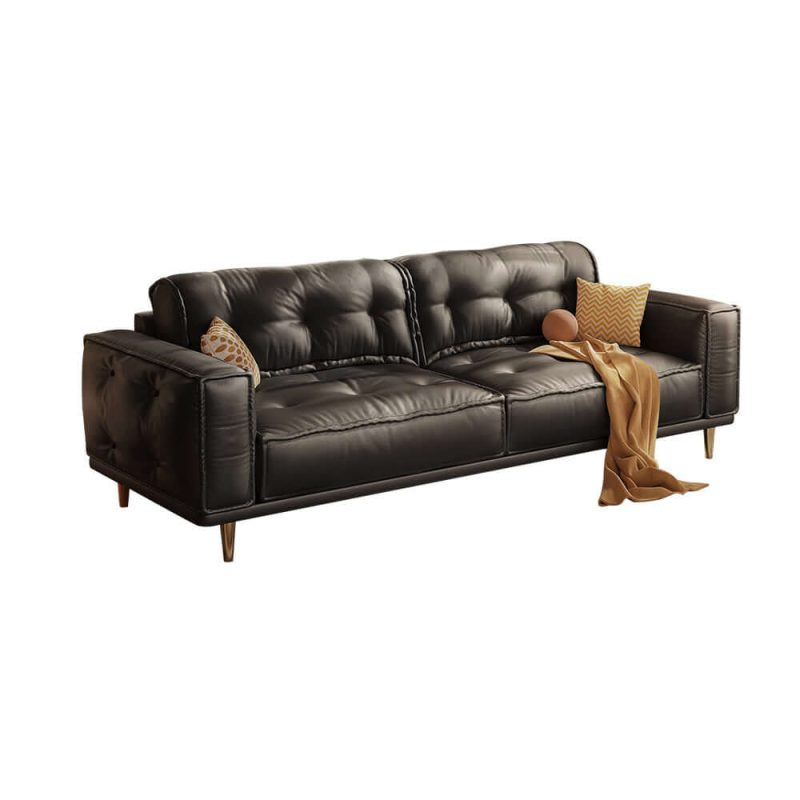 Hausfurn French Vintage Leather Sofa Luxurious Comfort