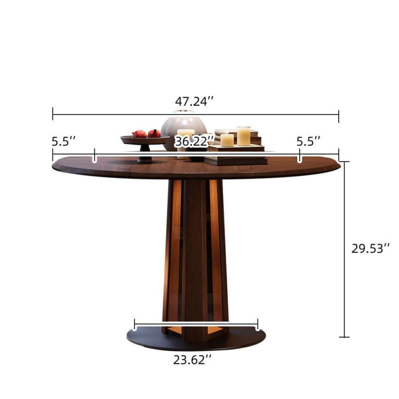 Hausfurn Nordic Style Solid Wood Fold Square Extendable Round Dining Table with LED Light