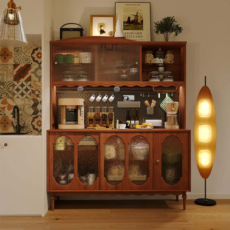 Hausfurn Vintage Solid Wood Sideboard Spacious Storage and Display Cabinet
