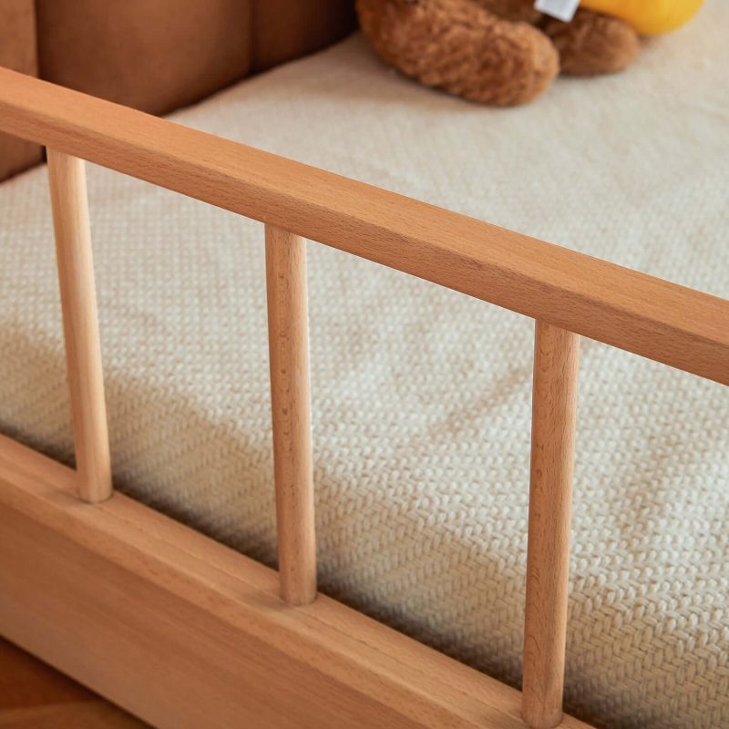 Hausfurn Extendable Solid Wood Kids Castle Bed with Canopy – Tent-Style Toddler to Twin Bed with Upholstered Headboard