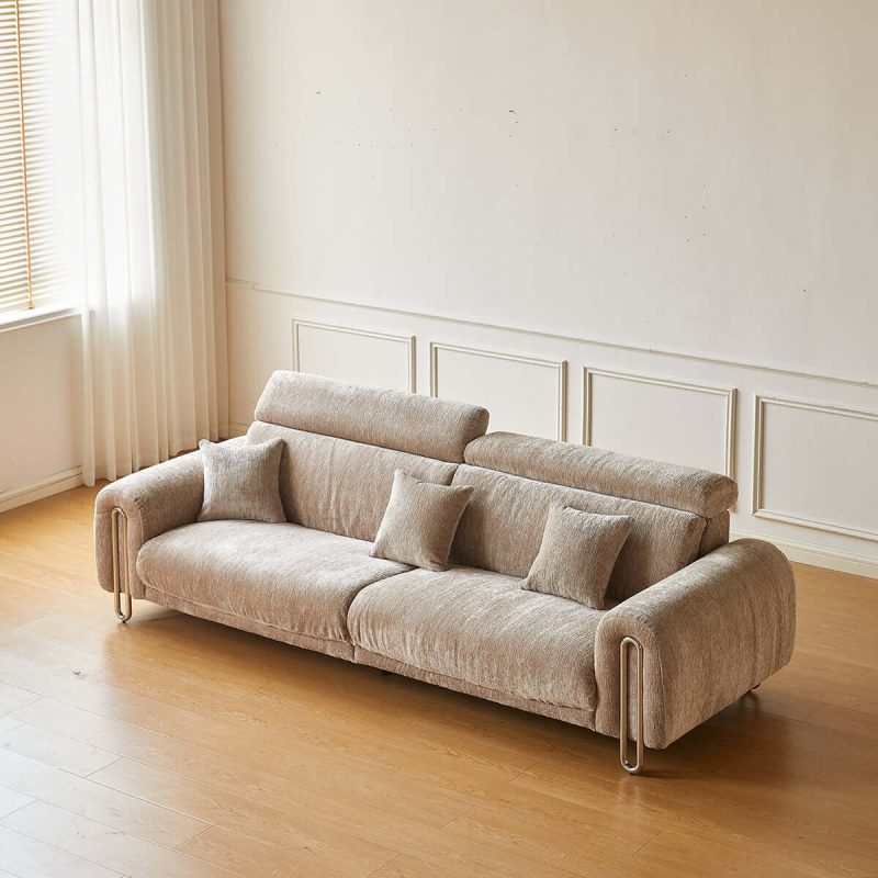 Hausfurn Contemporary Chenille Lounge Sofa with Removable Couch Cover