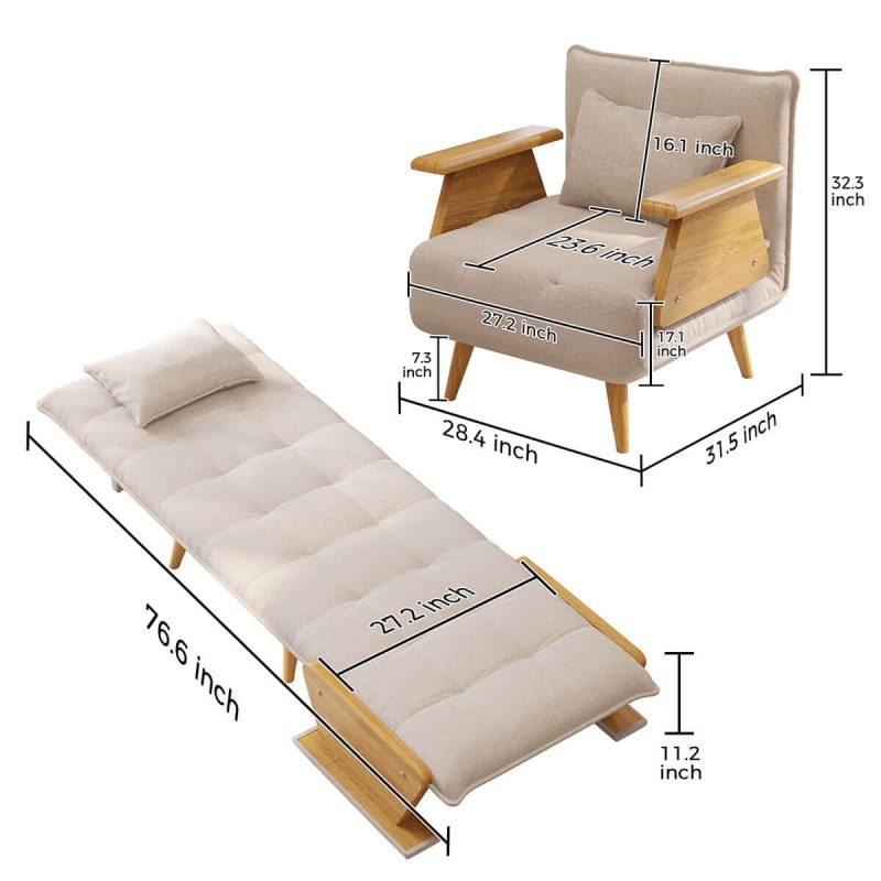 Hausfurn 3-in-1 Folding Sofa Chair Bed with Armrests – 3 Sizes Available