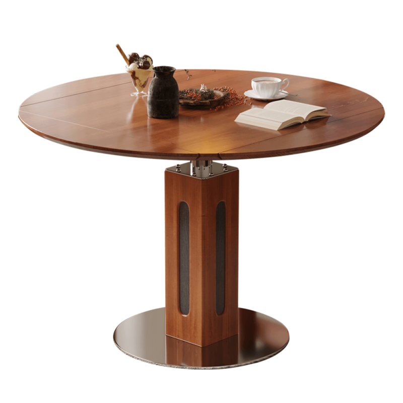 Hausfurn Solid Wood Square to Round Convertible Foldable Dining Table