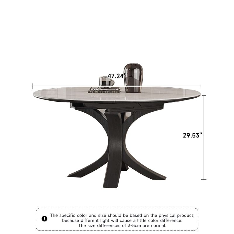 Hausfurn Luxury Sintered Stone Square to Round Convertible Telescopic Marbling Dining Table