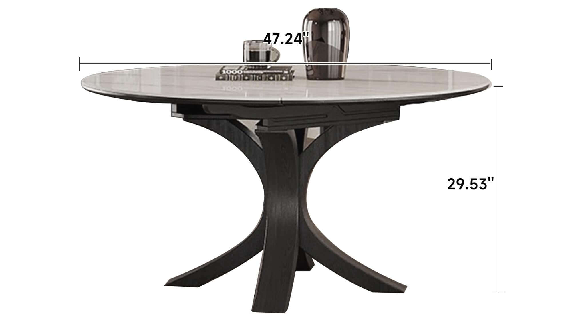 Dimension of Luxury Sintered Stone Square to Round Convertible Telescopic Marbling Dining Table