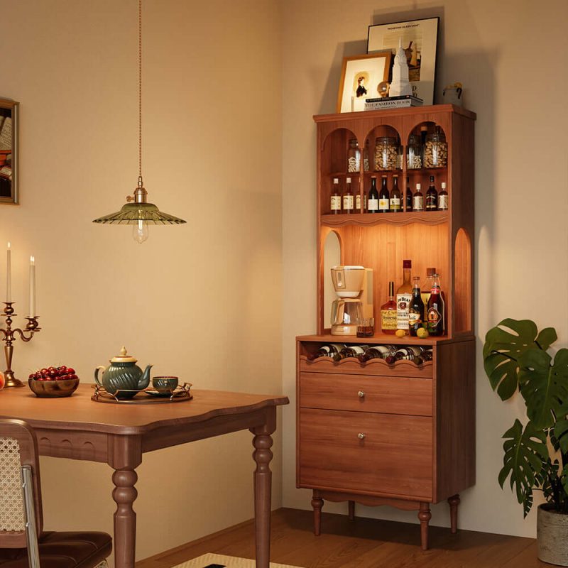 Hausfurn Vintage Solid Wood Sideboard Spacious Storage and Display Cabinet