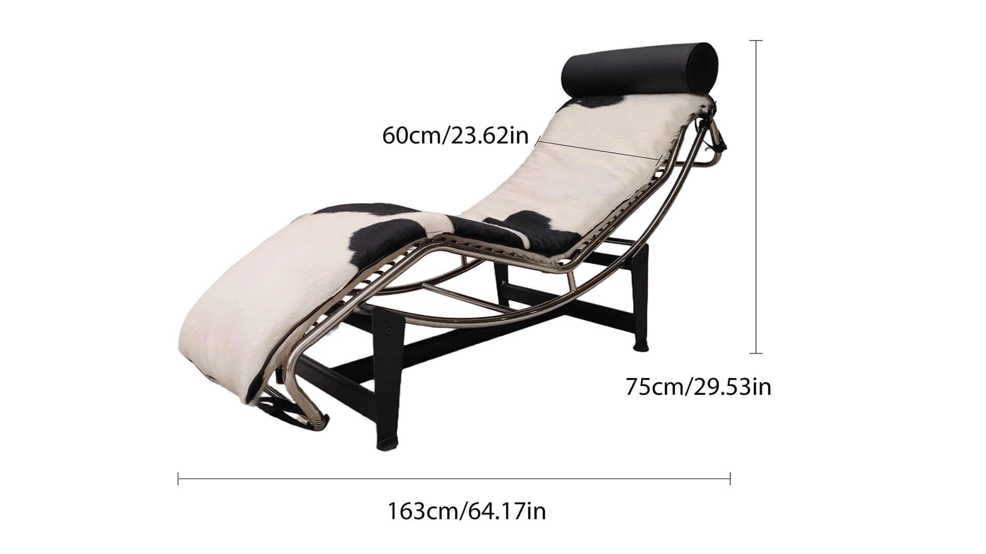 Dimension of Modern Adjustable Chaise Chair in Curved Steel Frame