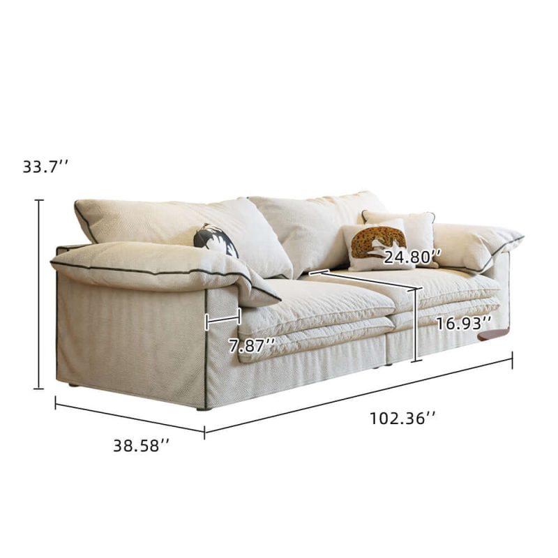 Hausfurn Beige Cotton Linen Removable Washable Fabric Sofa