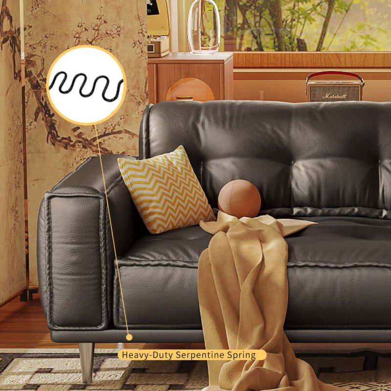 Hausfurn French Vintage Leather Sofa Luxurious Comfort