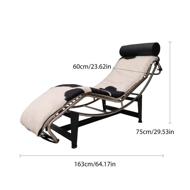 Hausfurn Modern Adjustable Chaise Chair in Curved Steel Frame–Lead Time within 40 Days