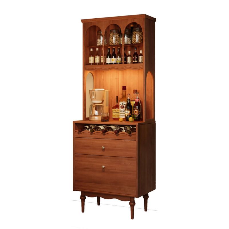 Hausfurn Vintage Solid Wood Sideboard Spacious Storage and Display Cabinet