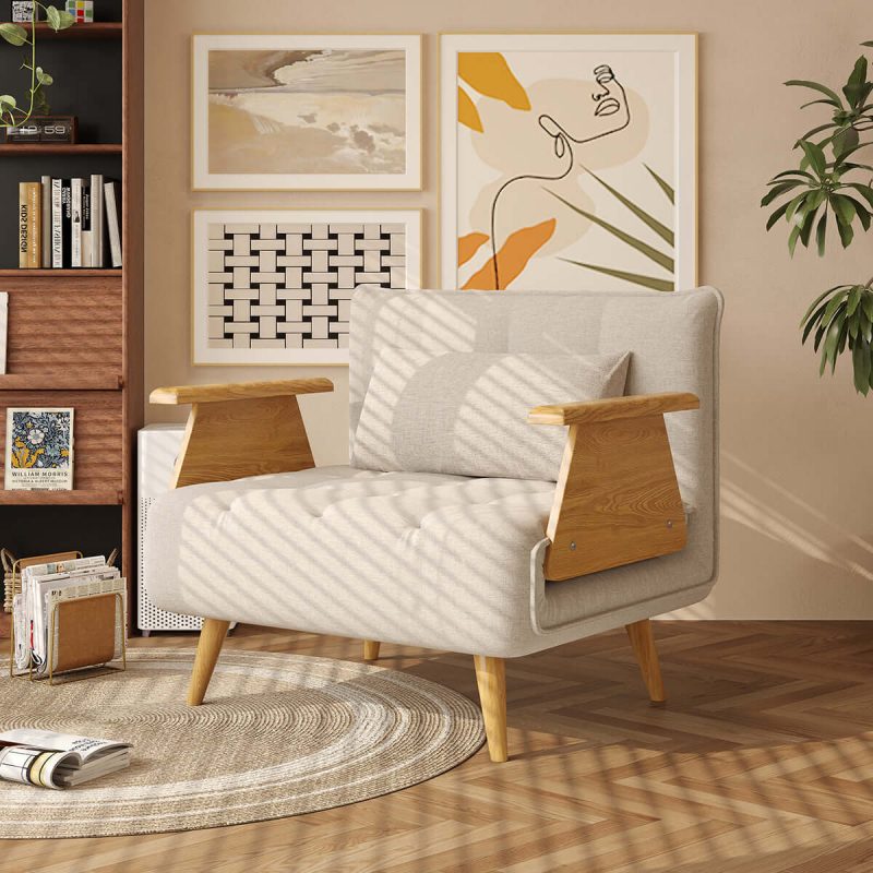 Hausfurn 3-in-1 Folding Sofa Chair Bed with Armrests – 3 Sizes Available