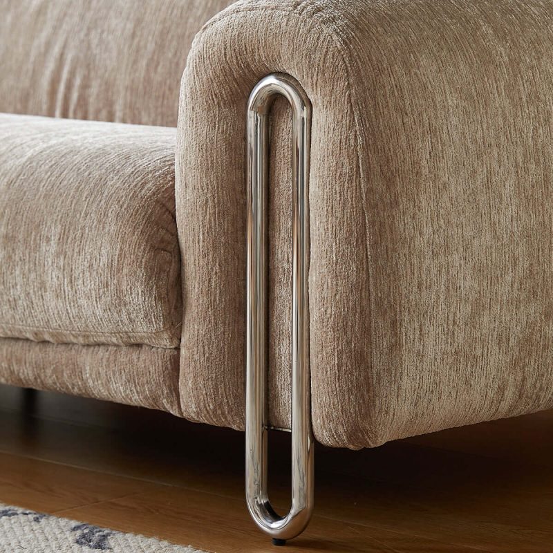 Hausfurn Contemporary Chenille Lounge Sofa with Removable Couch Cover