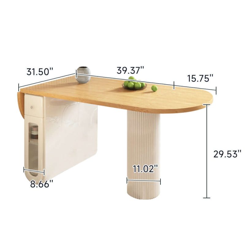 Hausfurn Dining Table Foldable Oval Design with Storage