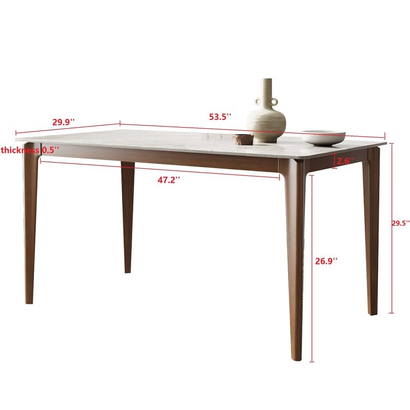 Hausfurn Minimalist 53.5" Slate Wooden Rectangular Dining Table for 6 Person