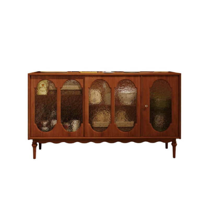 Hausfurn Vintage Solid Wood Sideboard Spacious Storage and Display Cabinet