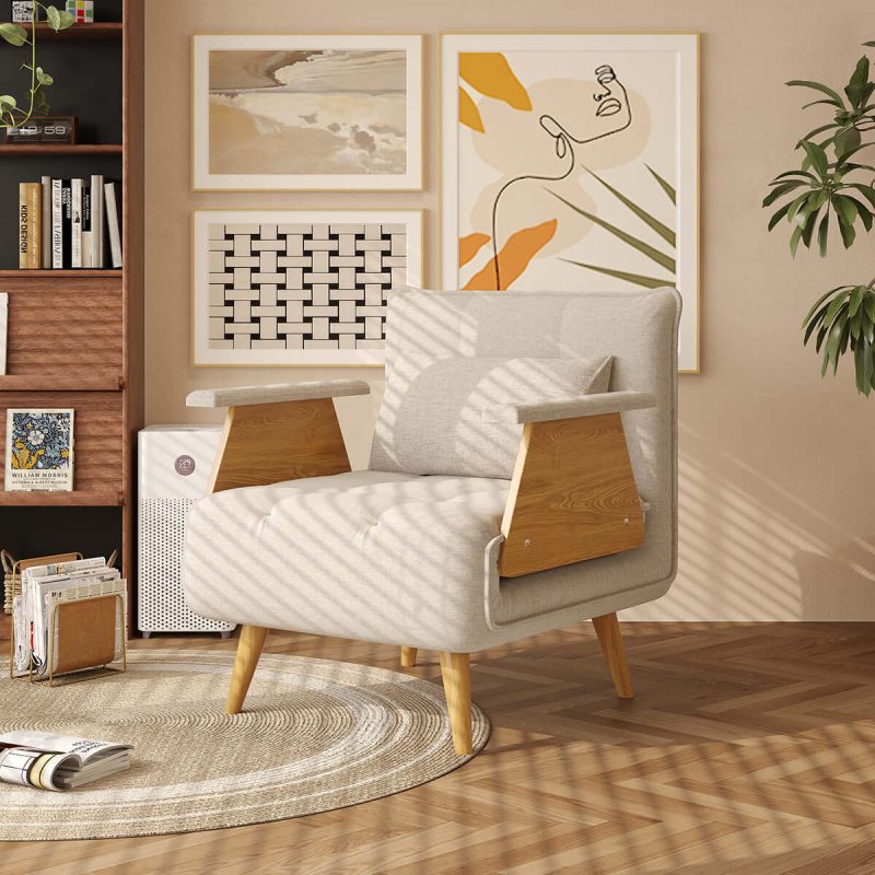 Hausfurn 3-in-1 Folding Sofa Chair Bed with Armrests – 3 Sizes Available