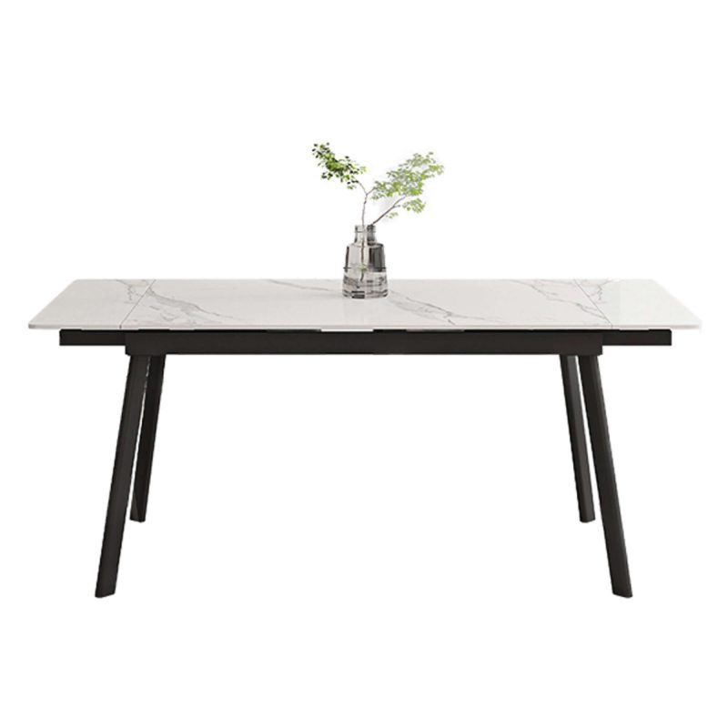 Hausfurn Extendable Marble Dining Table for 4-8 Person Rectangle Sintered Stone Tabletop
