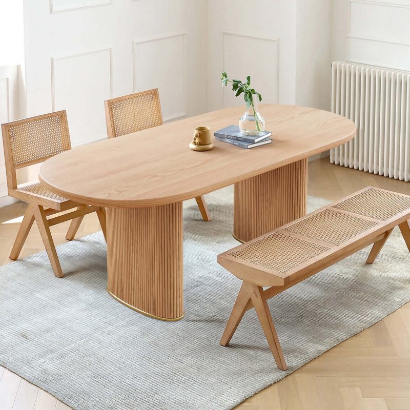 Hausfurn Solid Ash Wood Oval Dining Table – Lead Time within 60 Days