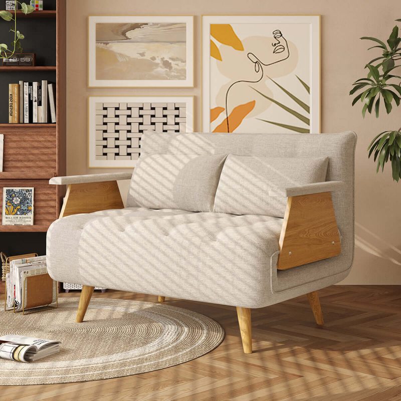 Hausfurn 3-in-1 Folding Sofa Chair Bed with Armrests – 3 Sizes Available