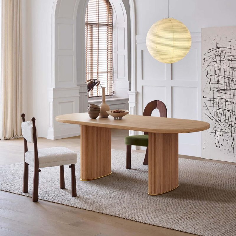 Hausfurn Solid Ash Wood Oval Dining Table – Lead Time within 60 Days