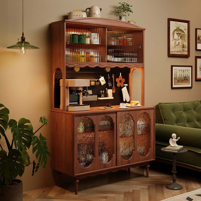 Hausfurn Vintage Solid Wood Sideboard Spacious Storage and Display Cabinet