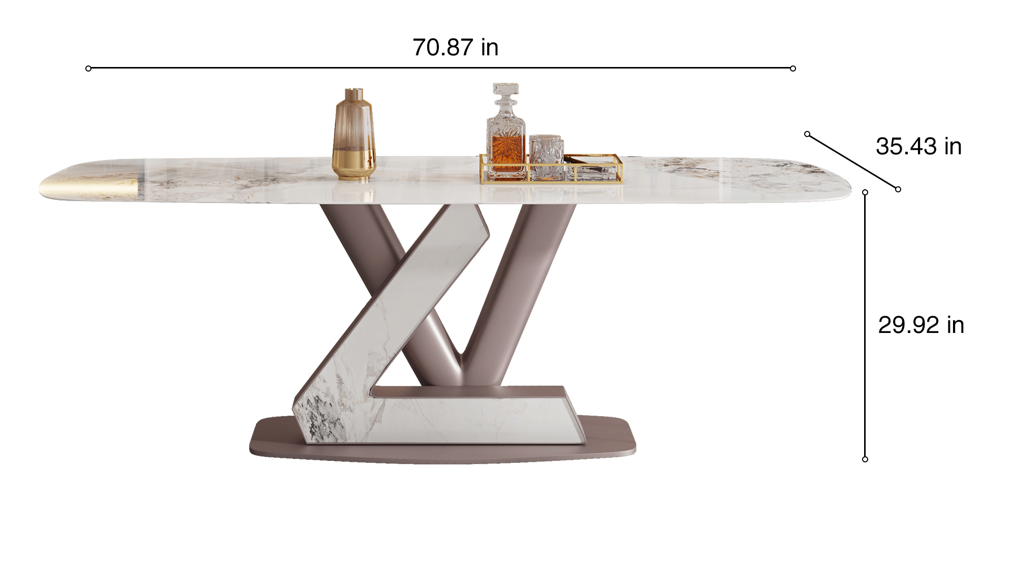 Dimension of Light Luxury Oval Marble Dining Table for 6 Person Sintered Stone Tabletop