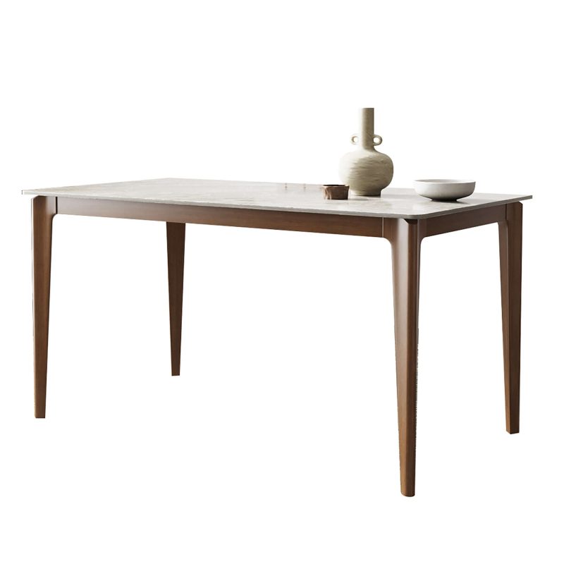 Hausfurn Minimalist 53.5" Slate Wooden Rectangular Dining Table for 6 Person