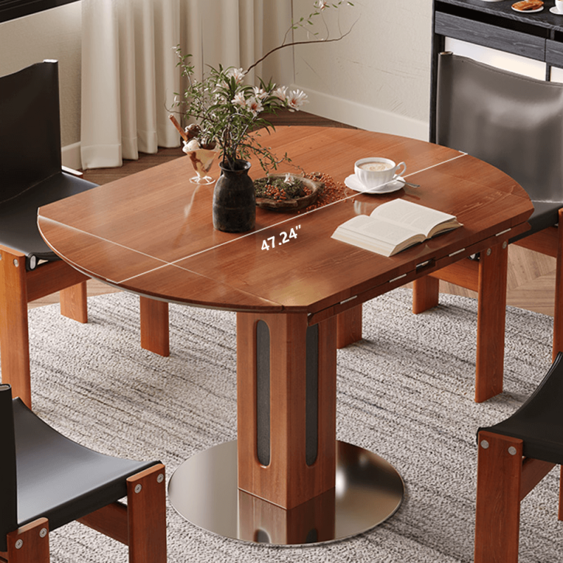 Hausfurn Solid Wood Square to Round Convertible Foldable Dining Table