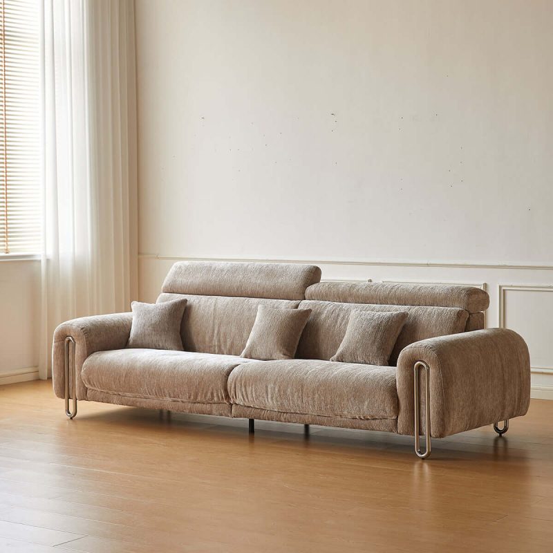 Hausfurn Contemporary Chenille Lounge Sofa with Removable Couch Cover